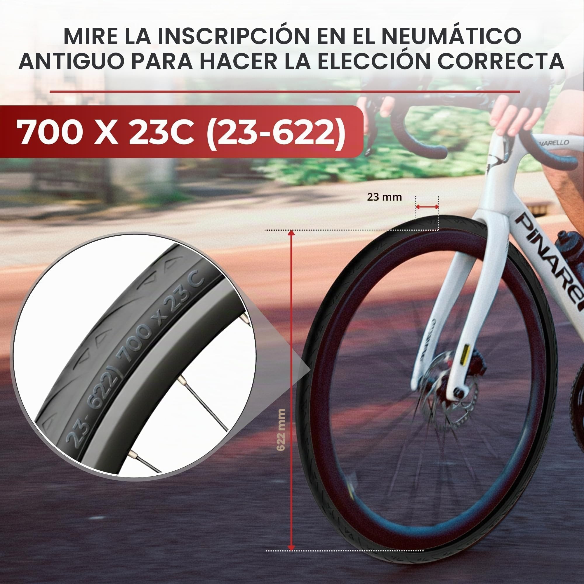 Fincci Bicicleta Cubiertas Carretera 700c x 23c - Par Plegable Neumáticos Bicicleta 23-622 con 1mm Antipinchazos 60 TPI - Gomas 28" per Adulto, Gravel, Carrera y Turismo Bici - Paquete de 2
