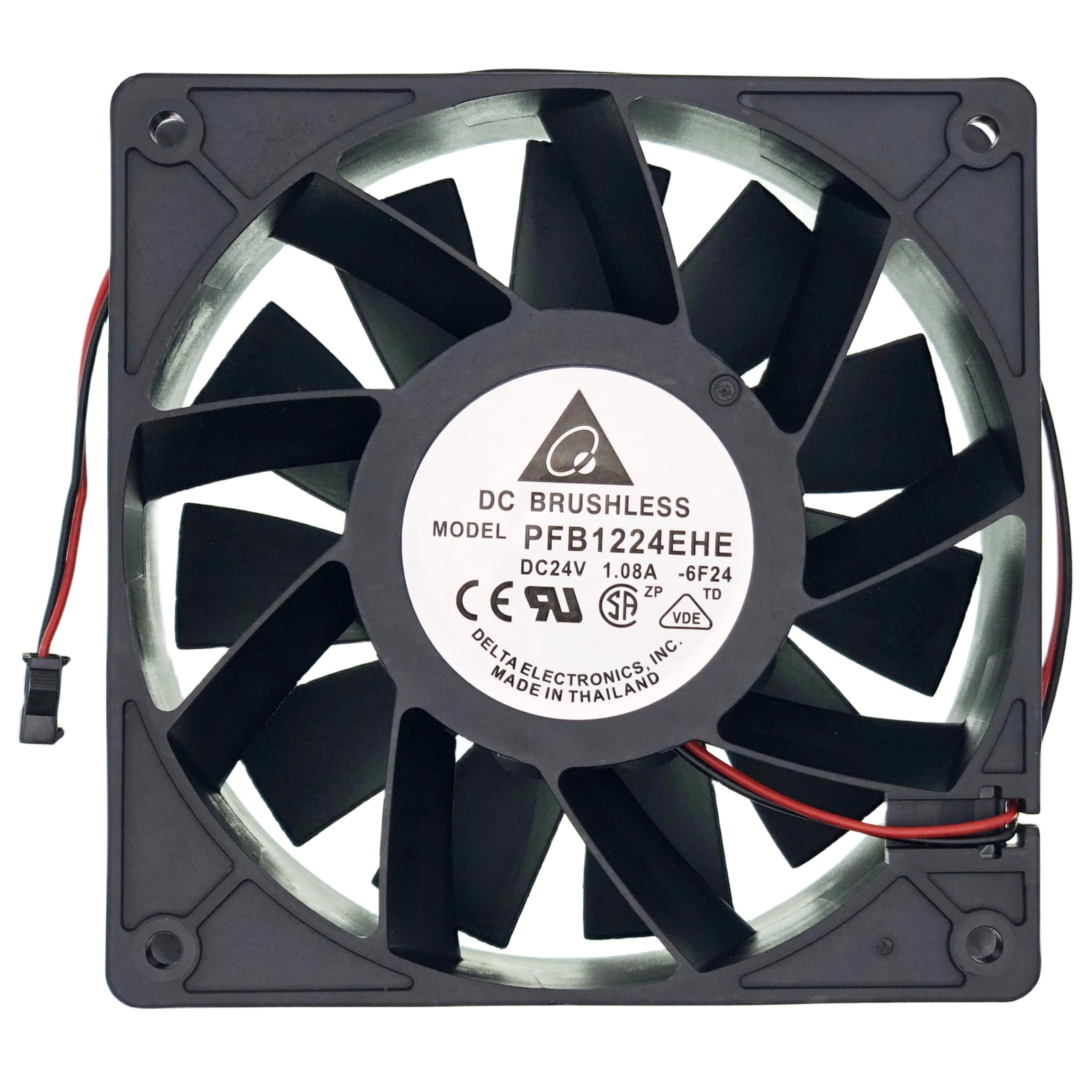 for Delta PFB1224EHE-6F24 Cooling Fan, 24V 1.08A 21.6W 4000RPM 181.27CFM 120X120X38MM 2-Wire Inverter Fan