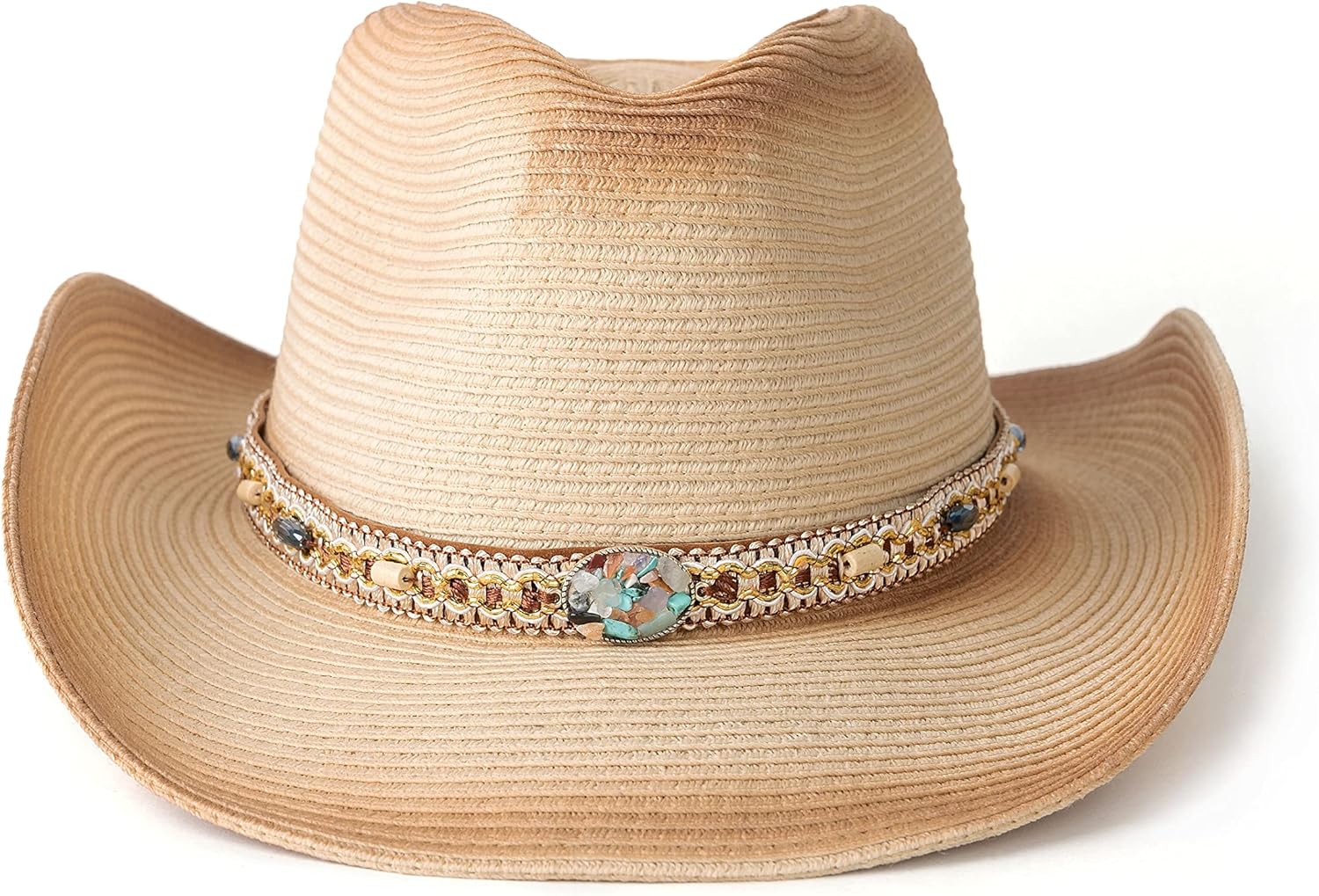 Western Style Classic Cowboy Straw Hat Wide Brim Cowgirl Hat with Belt Buckle