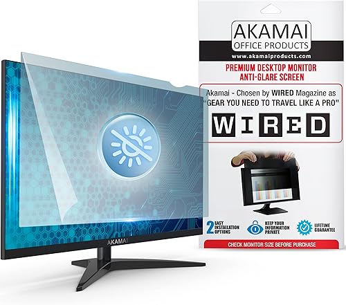 Akamai Office Products Pantalla antirreflejos para monitor de 24 pulgadas, antirreflejos, antiarañazos, bloquea el 96% de protección contra la luz