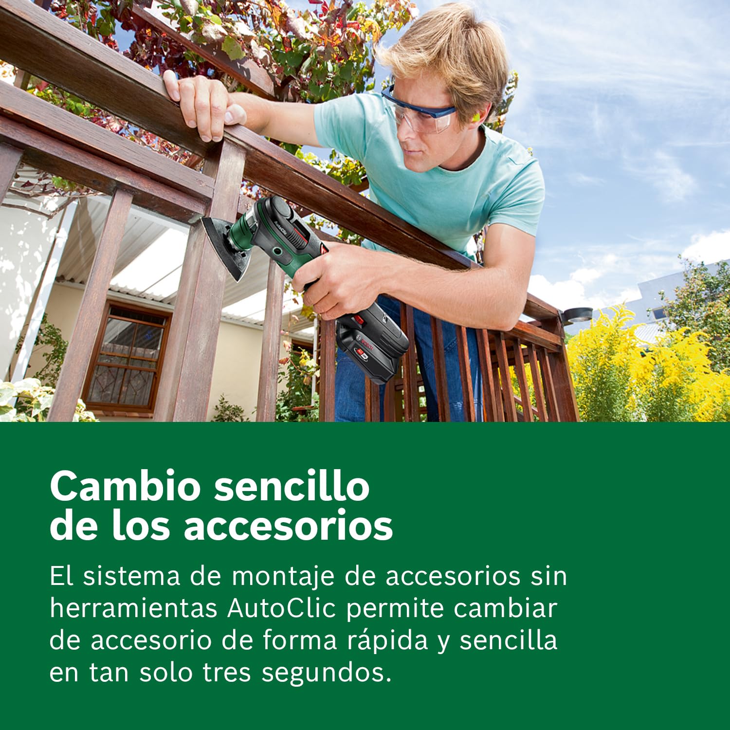 Bosch Multiherramienta a batería AdvancedMulti 18 (Sin batería, placa lijadora delta, set de hojas de lija, 2 hojas de sierra, empuñadura adicional, caja de cartón, sistema de 18 V)