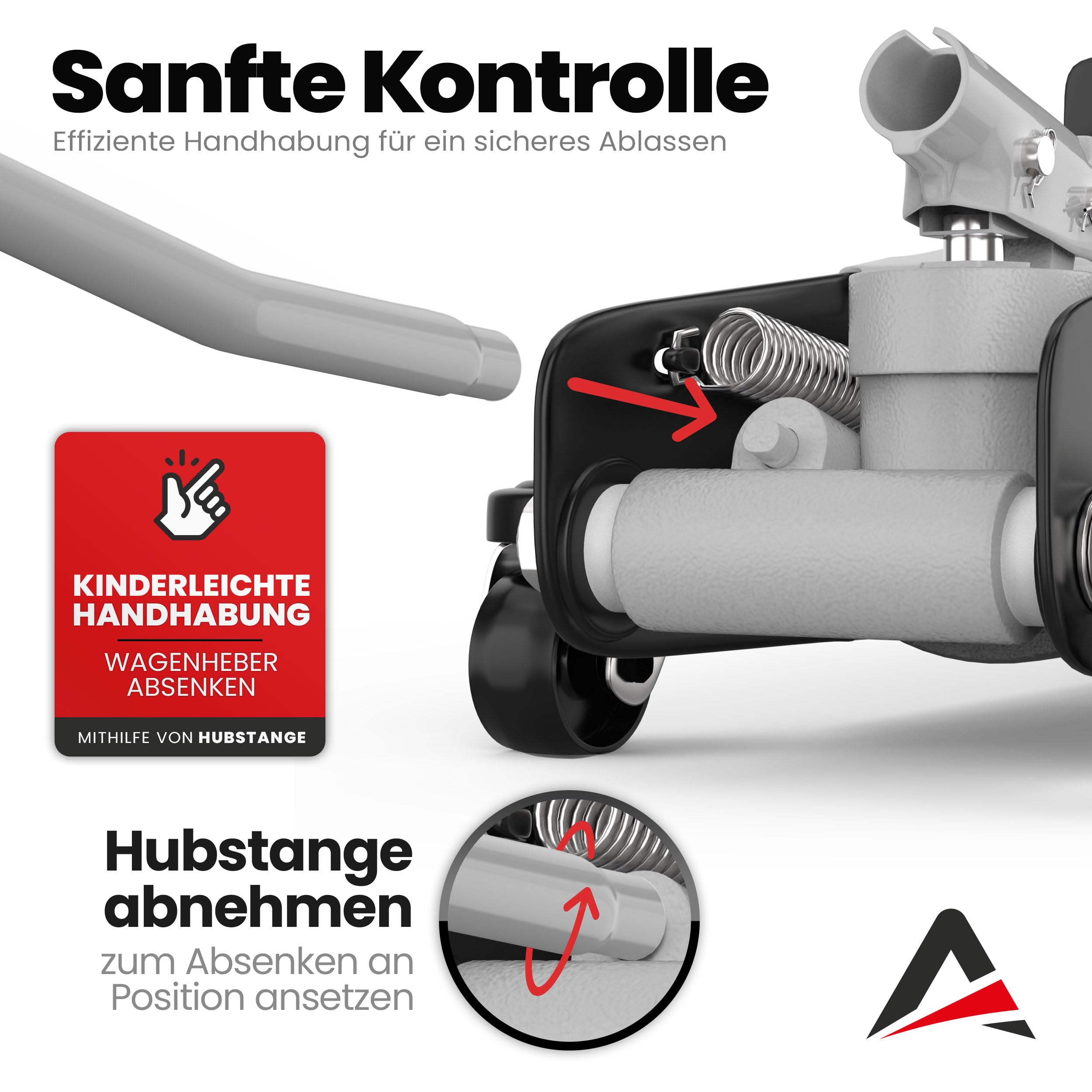 Autokrik, 2,5 ton, extra plat, hydraulische garagekrik met transportkoffer, 3 rubberen pads en adapter, autokrik voor auto's tot 2.500 kg, oranje