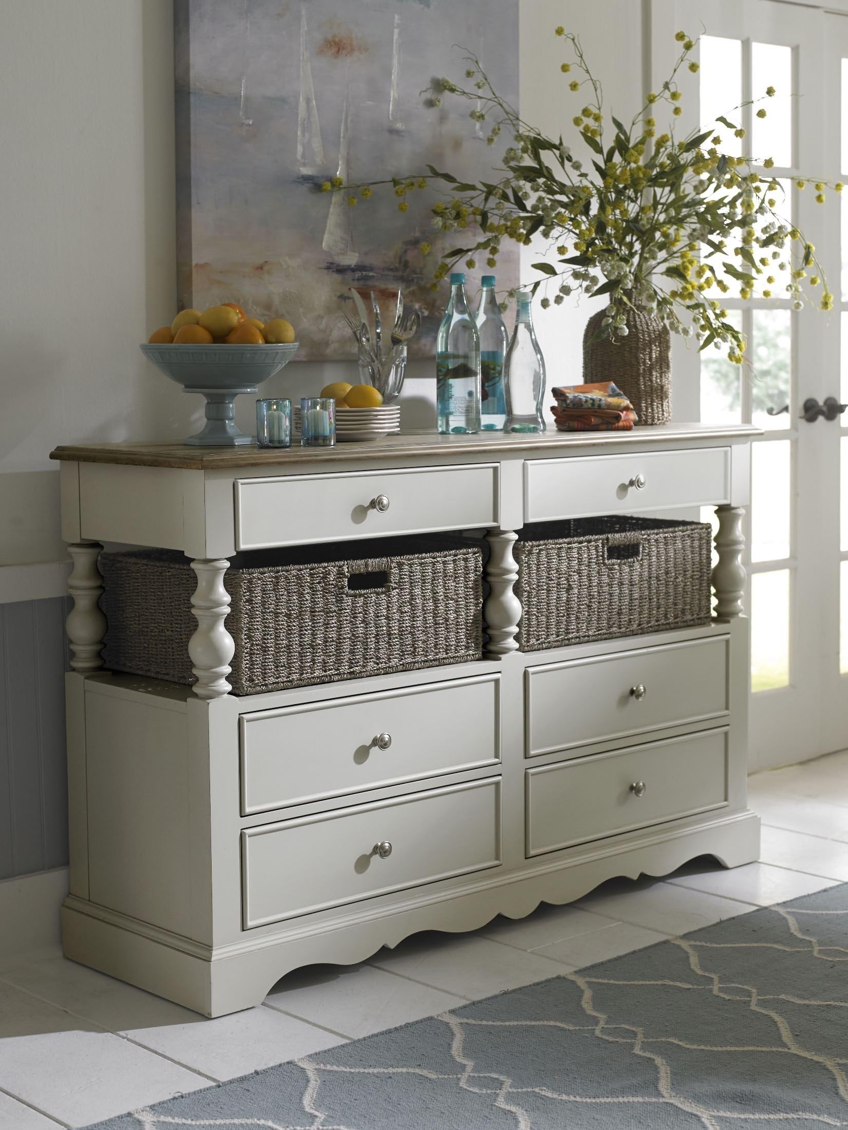 Legacy Classic Sanibel Sideboard in Driftwood and Morning Mist Paint Finish