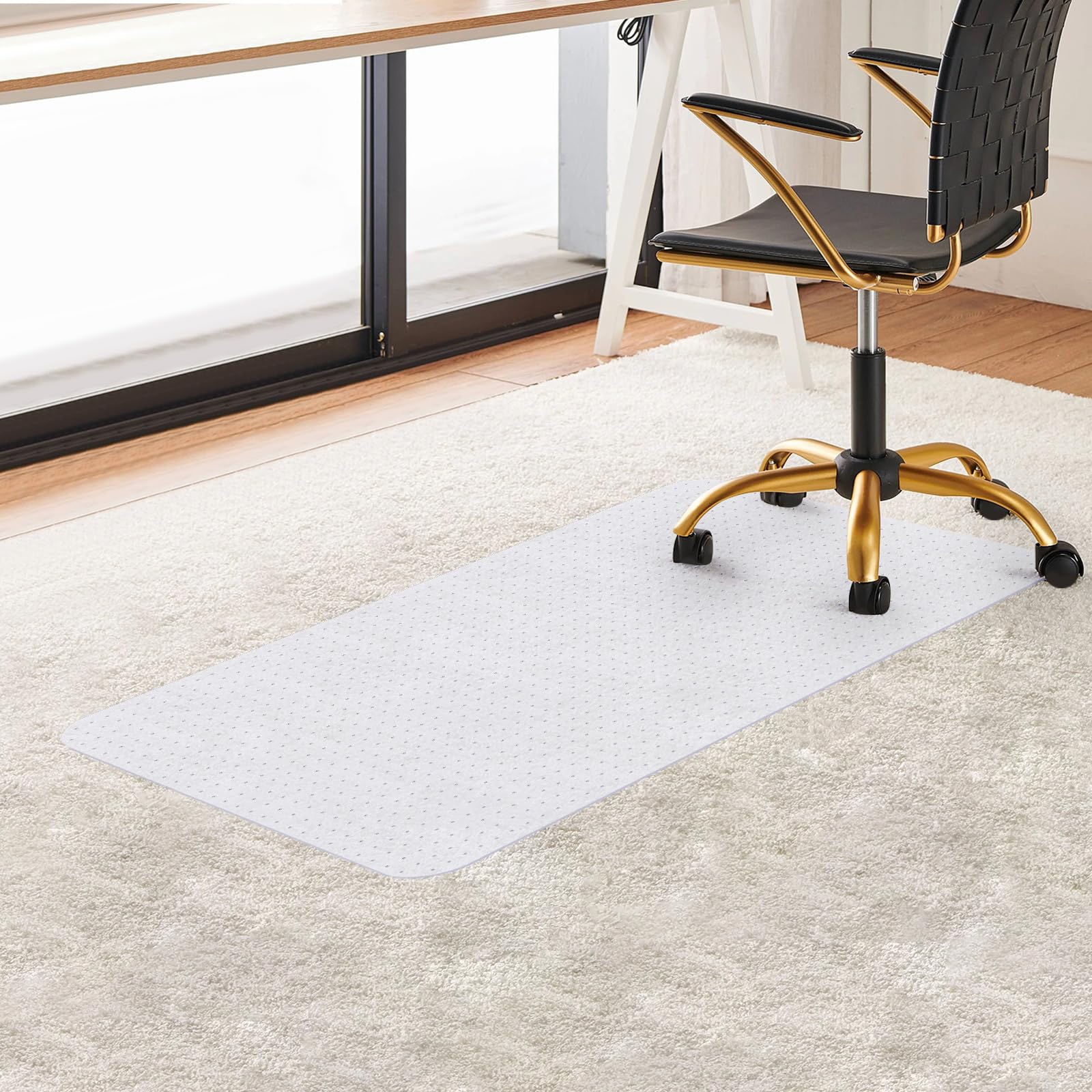 Trintion Office Chair Mat for Carpeted Floor 75x120cm PVC Floor Mat Non-Slip Pointed Waterproof Plastic Chair Mat Carpet Protector for Low, Standard Medium Pile Carpets (75x120cm For Carpet Floor)