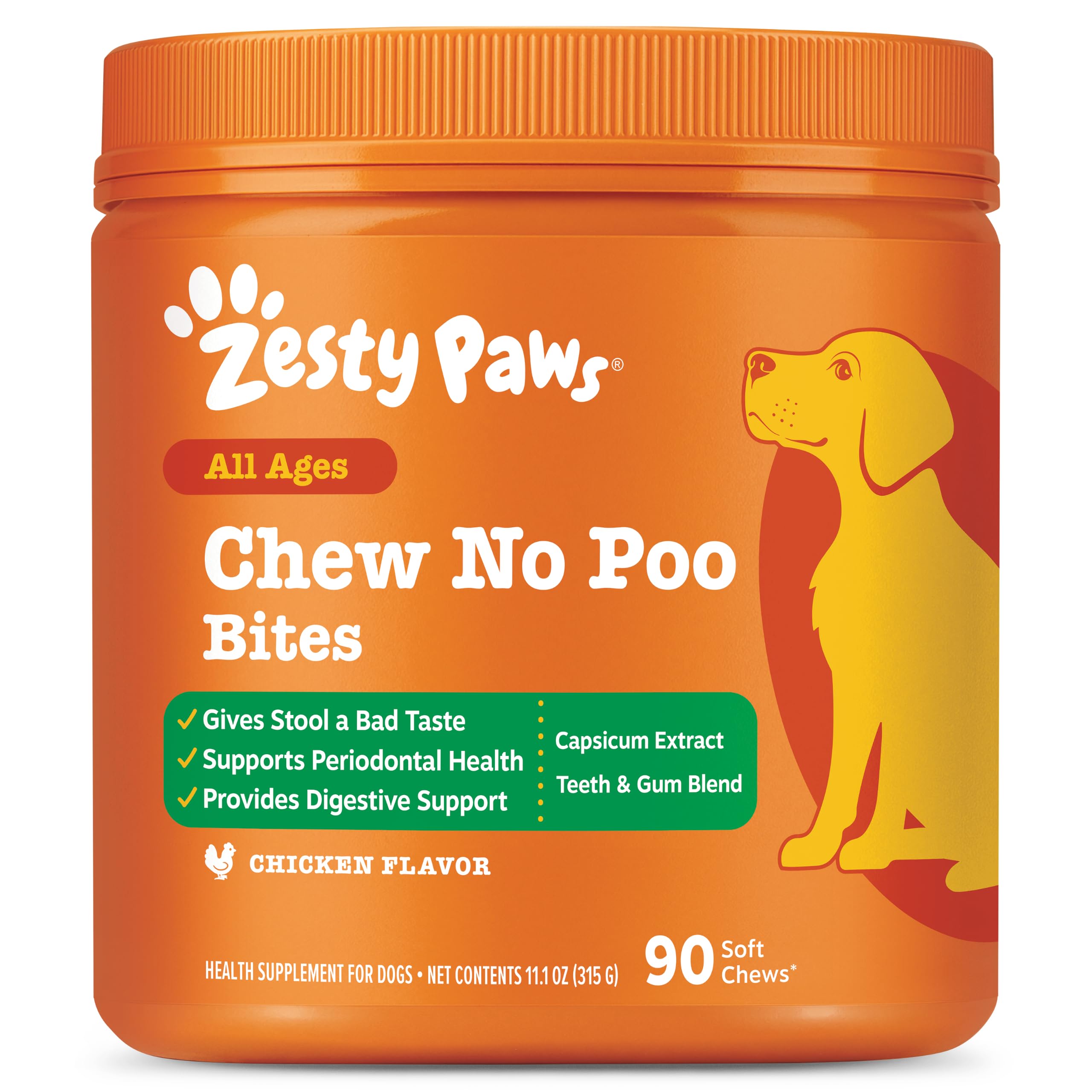 Zesty Paws Coprophagia Deterrent for Dogs - Chew No Poo, Chicken, 90 Ct