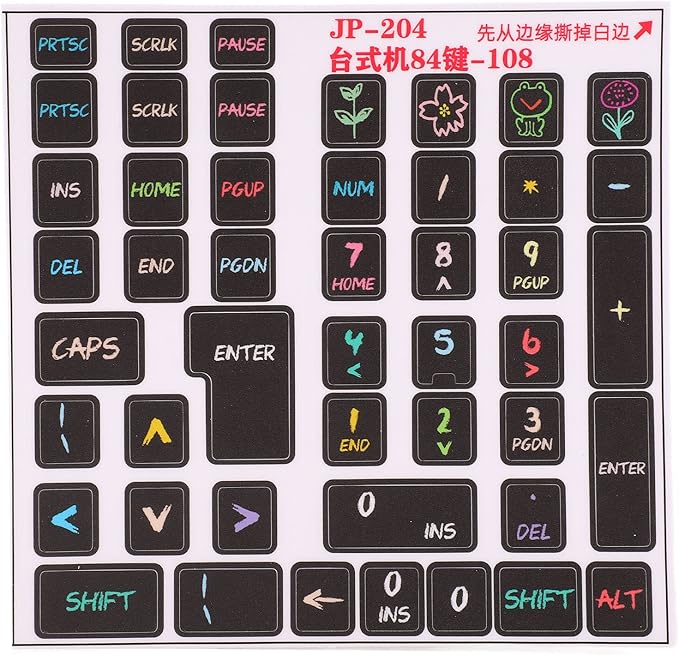 Calcomanías para teclado, 2 unidades, PVC, decorativas, para teclados de 84 a 108 teclas miniatura 8