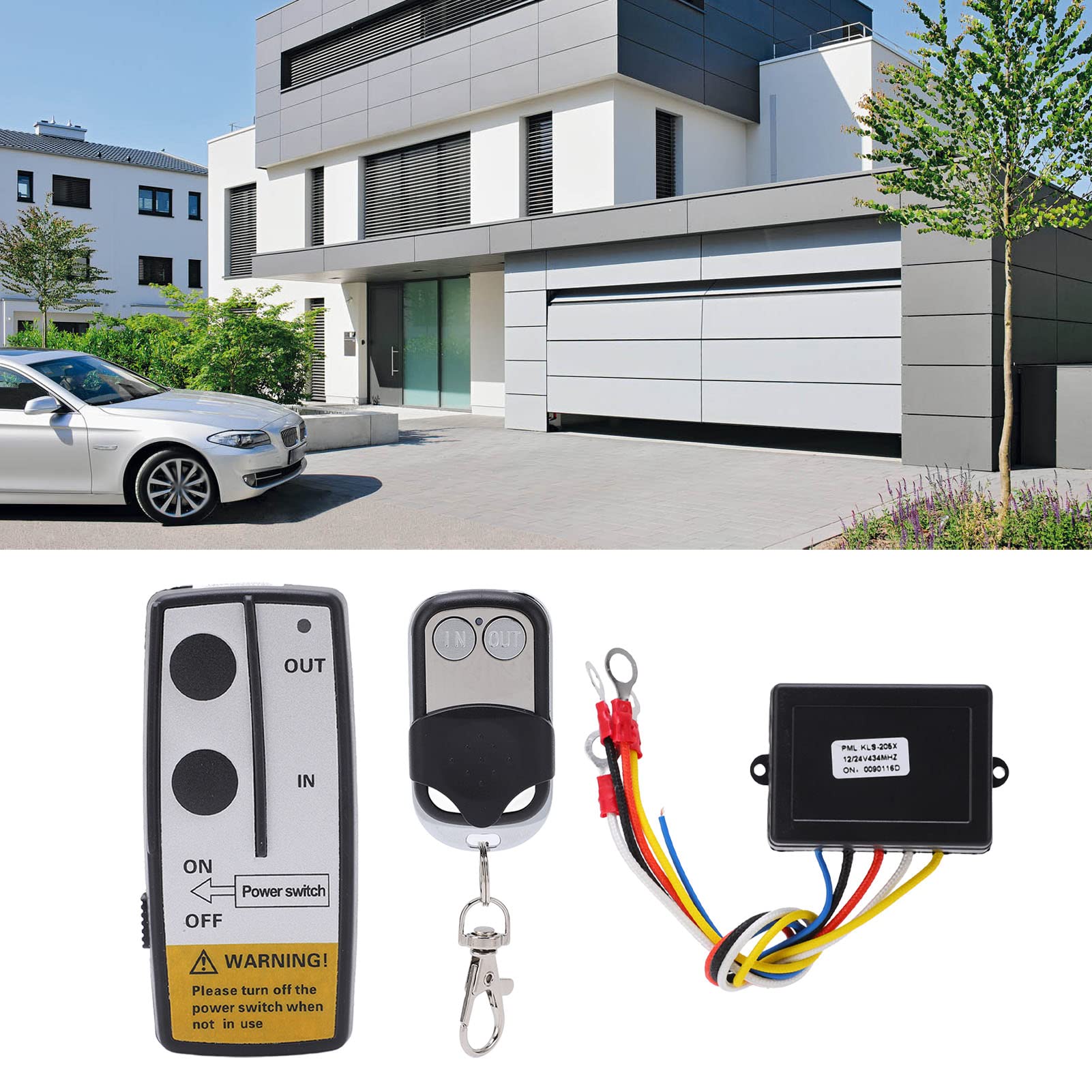 Kit di Telecomando per Verricello Wireless, Camion Controller Interruttore Verricello Wireless Controllo DC12V 24V Impermeabile Set Ricevitore Remoto con Ricevitore per Auto Fuoristrada ATV SUV