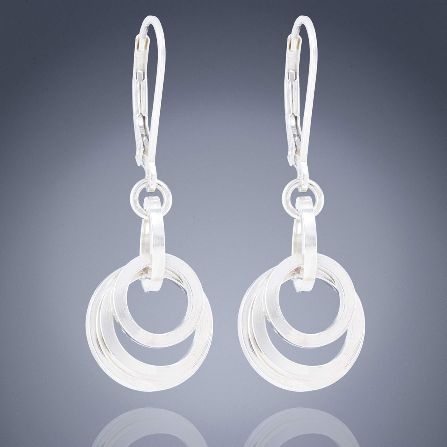 Lightweight Sterling Silver 925 Everyday Dangle Earrings for Women | Minimalist Circle Drop Earrings | Comfortable All-Day Wear Jewelry Gift for Her - Image 4