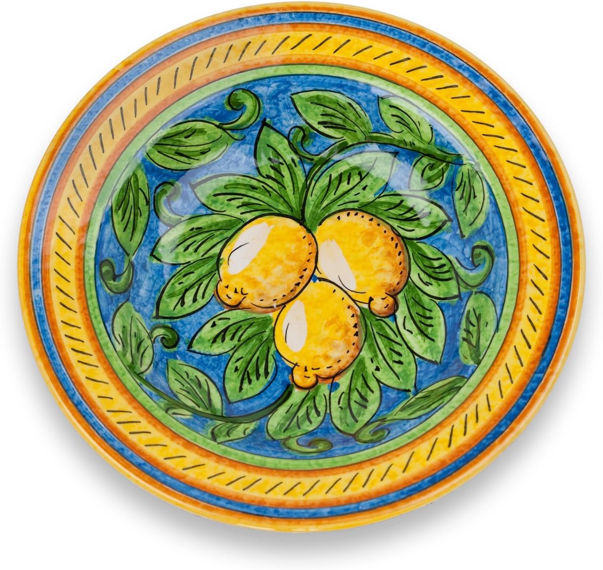 Umbria Hand Painted Limone Ceramic Pasta Bowl from Italy