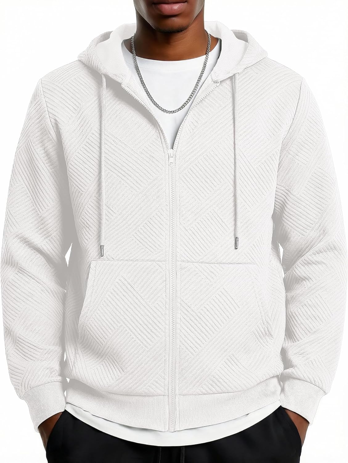COOFANDY Mens Hooded Sweatshirt Zip Up Casual Knit Hoodies Fashion Drawstring Sweatshirts with Pockets