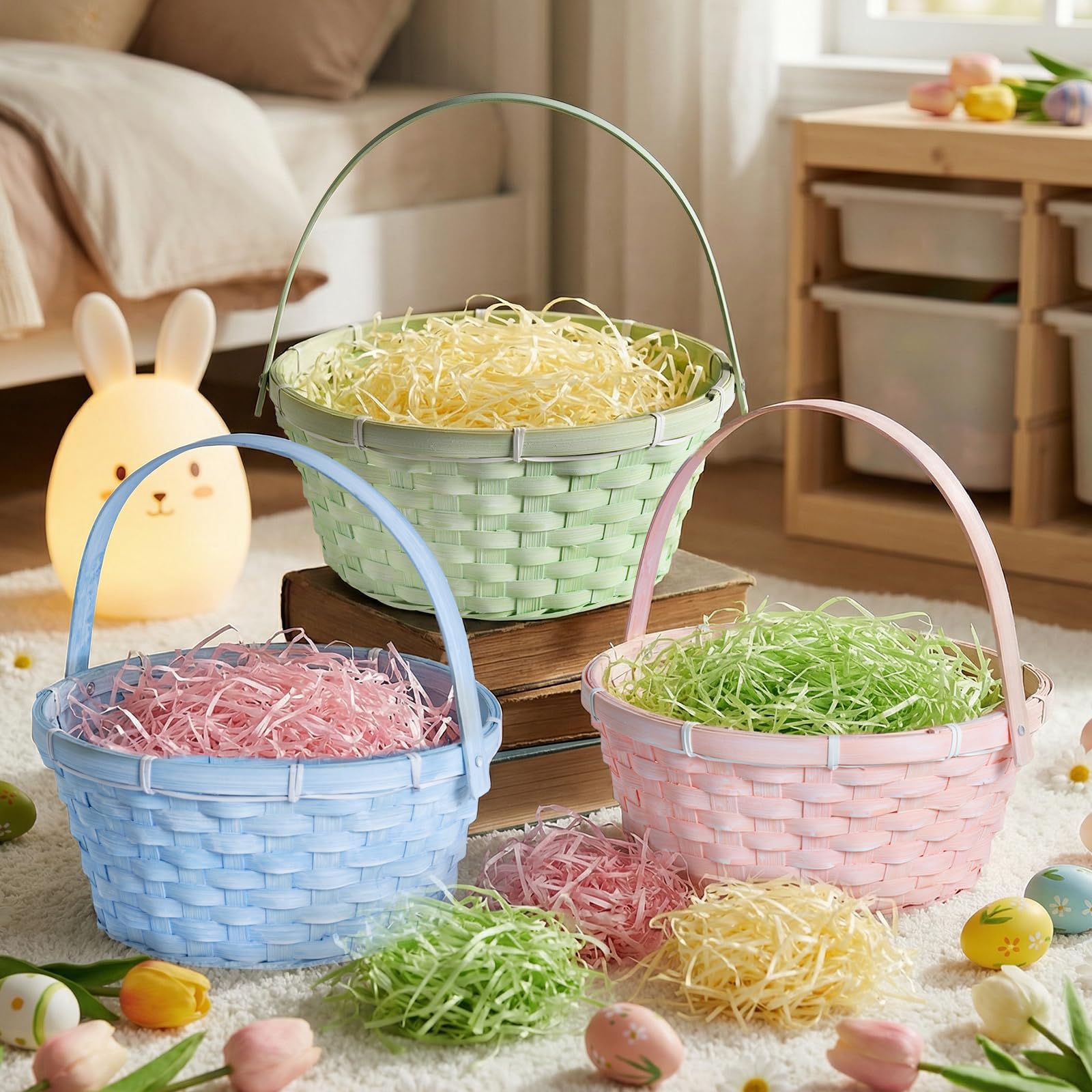 Panier de Pâques avec anse lot idéal pour emballer vos cadeaux de fête
