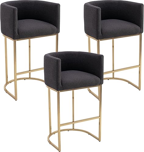 Miniatura 32 de Taburetes de Bar Modernos de Altura de Mostrador Tapizados en Cuero PU Juego de 3, Taburetes de Isla de Cocina de 24", Sillas de Bar con Marco