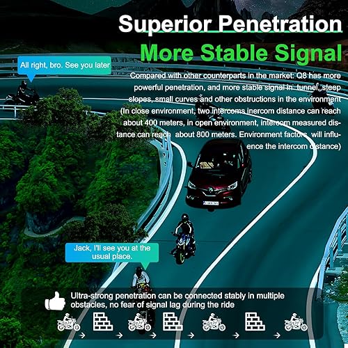 Miniatura 3 de FIRE BULL Casco de motocicleta Bluetooth para motocicleta, sistema de intercomunicación de malla para 2-6 pilotos, conmutación de 5 canales,