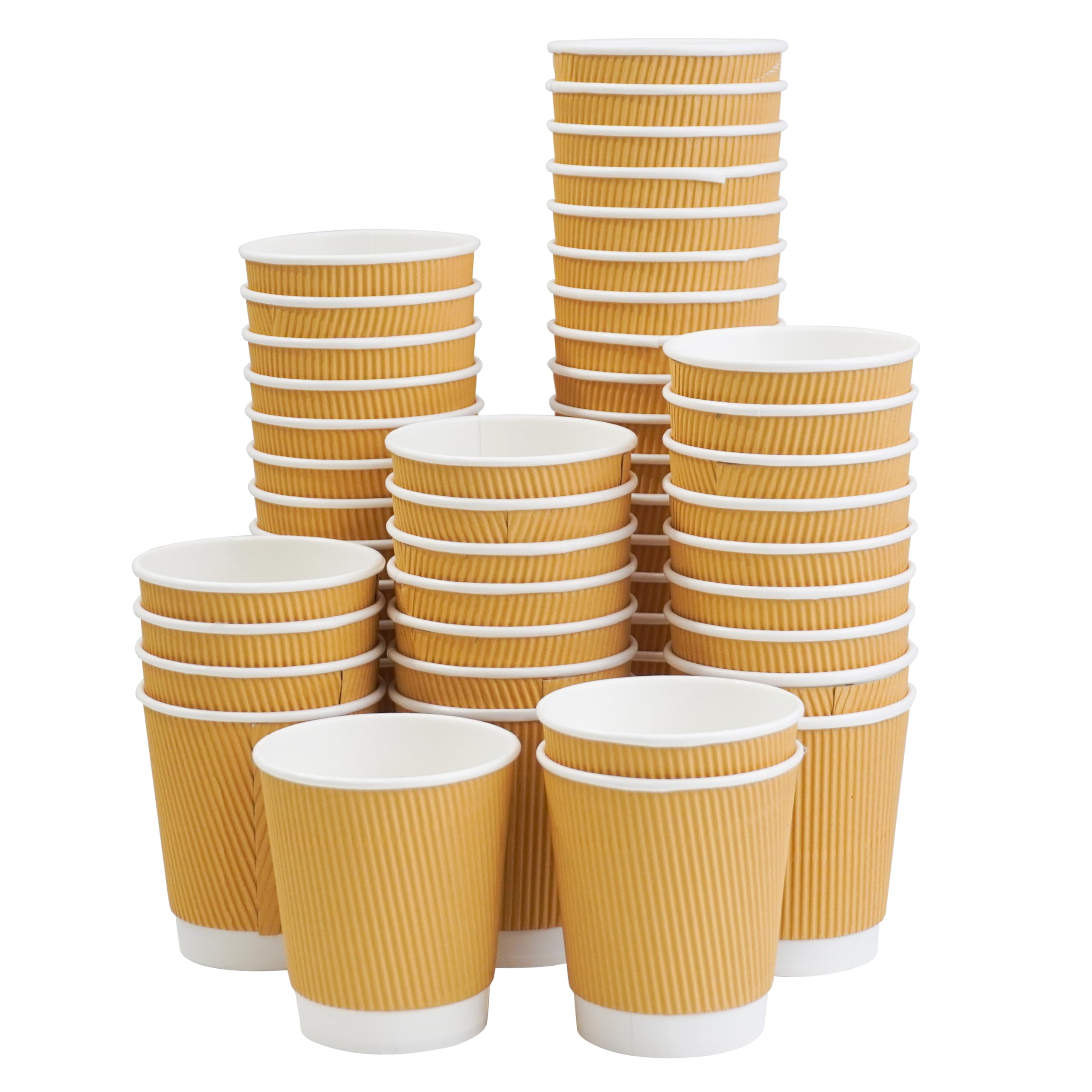 PARICOTT Pack of 50pcs -200 ml, 50 Count Recyclable Ripple Cups| Sustainable Disposable Ripple Paper Cups | Eco-Friendly Hot Cups | Sturdy, Microwave Safe