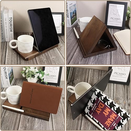 Miniatura 4 de Estante pequeño para libros, soporte triangular, mini estantería de madera para rincón de lectura, decoración de escritorio perfecta y regalos para