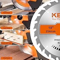 Vista 5 de KENDO Paquete de 2 hojas de sierra circular con punta de carburo 40T y 60T de 10 pulgadas con eje de 5/8 pulgadas, hojas de sierra de mesa