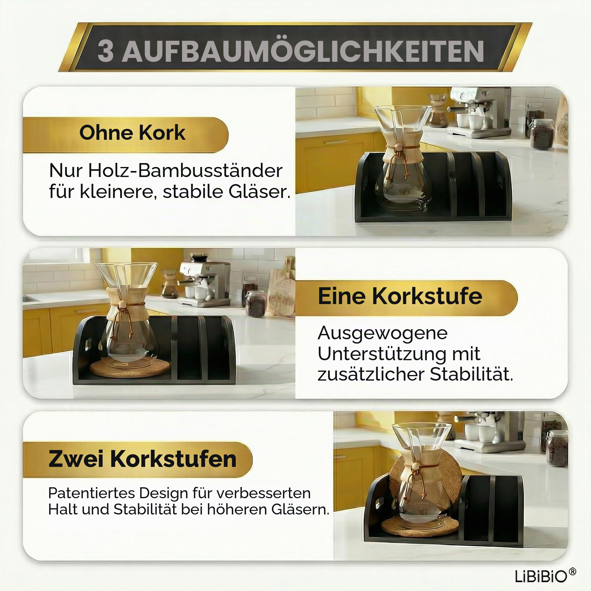 3er-Set: Kaffeefilterhalter + Löffel + Beutel für gemahlenen Kaffee - Schwarz - Ideal als Filterkaffeemaschine/Küchenecke/Geschenkidee (Filtertütenhalter Halter für Kaffeefilter Filtertüten-Spender)