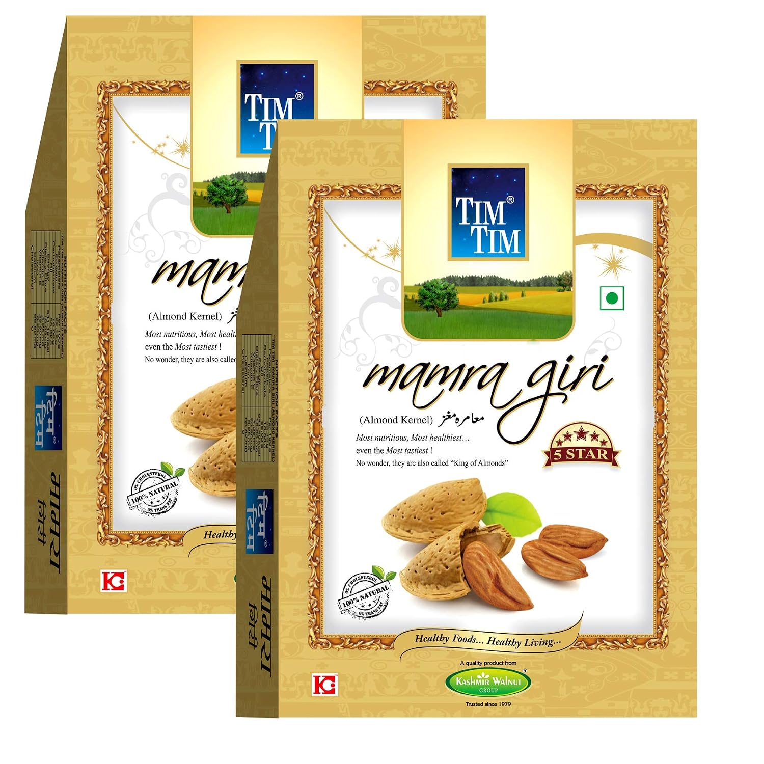 TIM TIM Mamra Almonds 5 Star, 500G (250Gx2), Whole