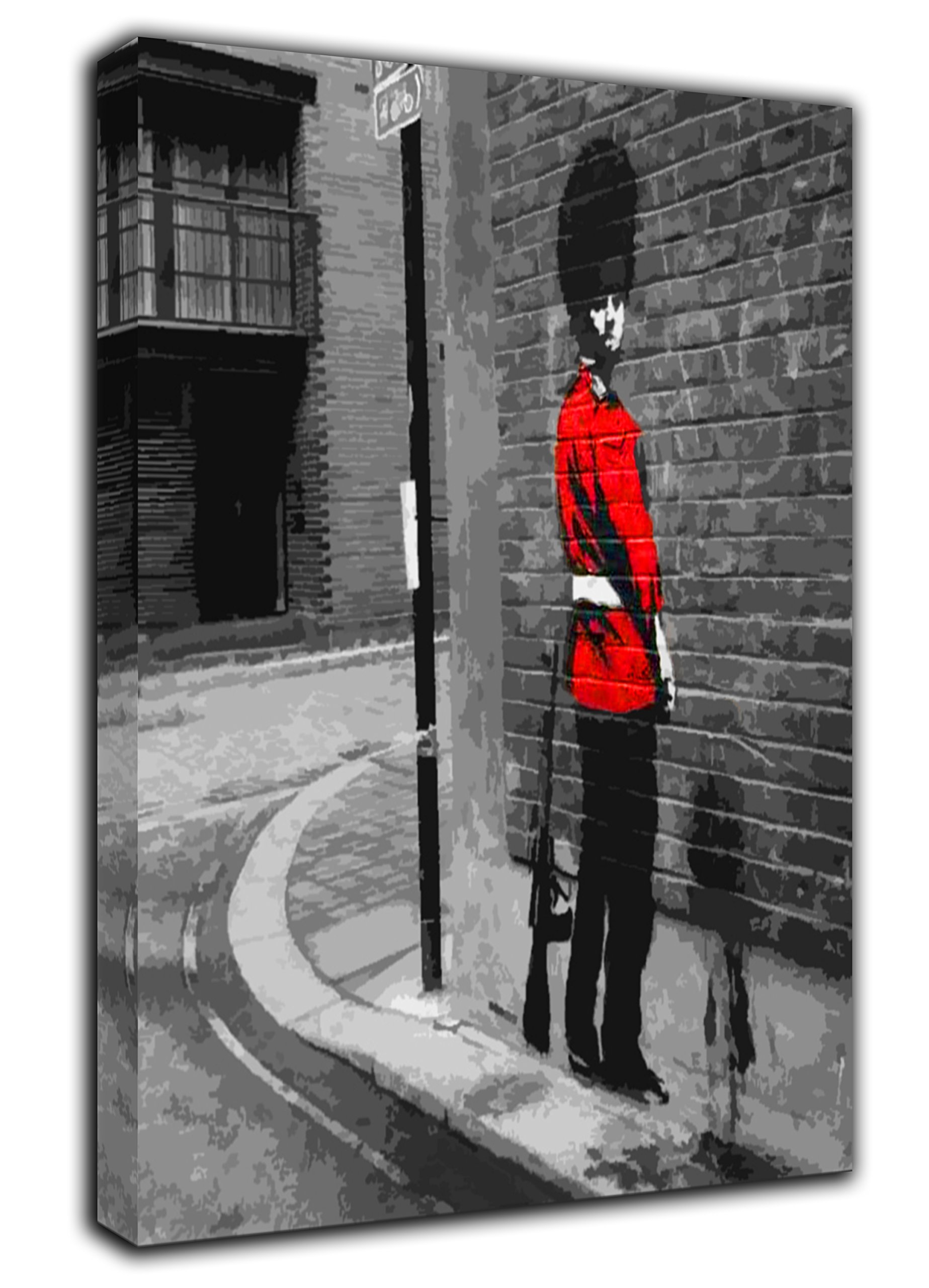 ARTSPRINTS Banksy Queens Guard Wall Art Picture Print ON Framed Canvas Home Decoration 12x 8inch -18mm Depth
