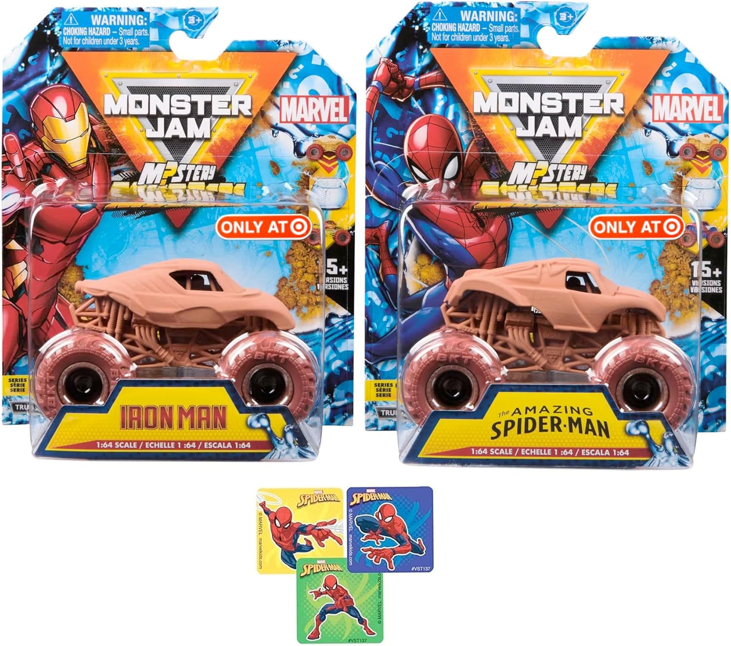 Hot Wheels Hero Truck Monster Super Hero Marvel Exclusive Spider-Man Jam VS Iron Man Avenger Mudder