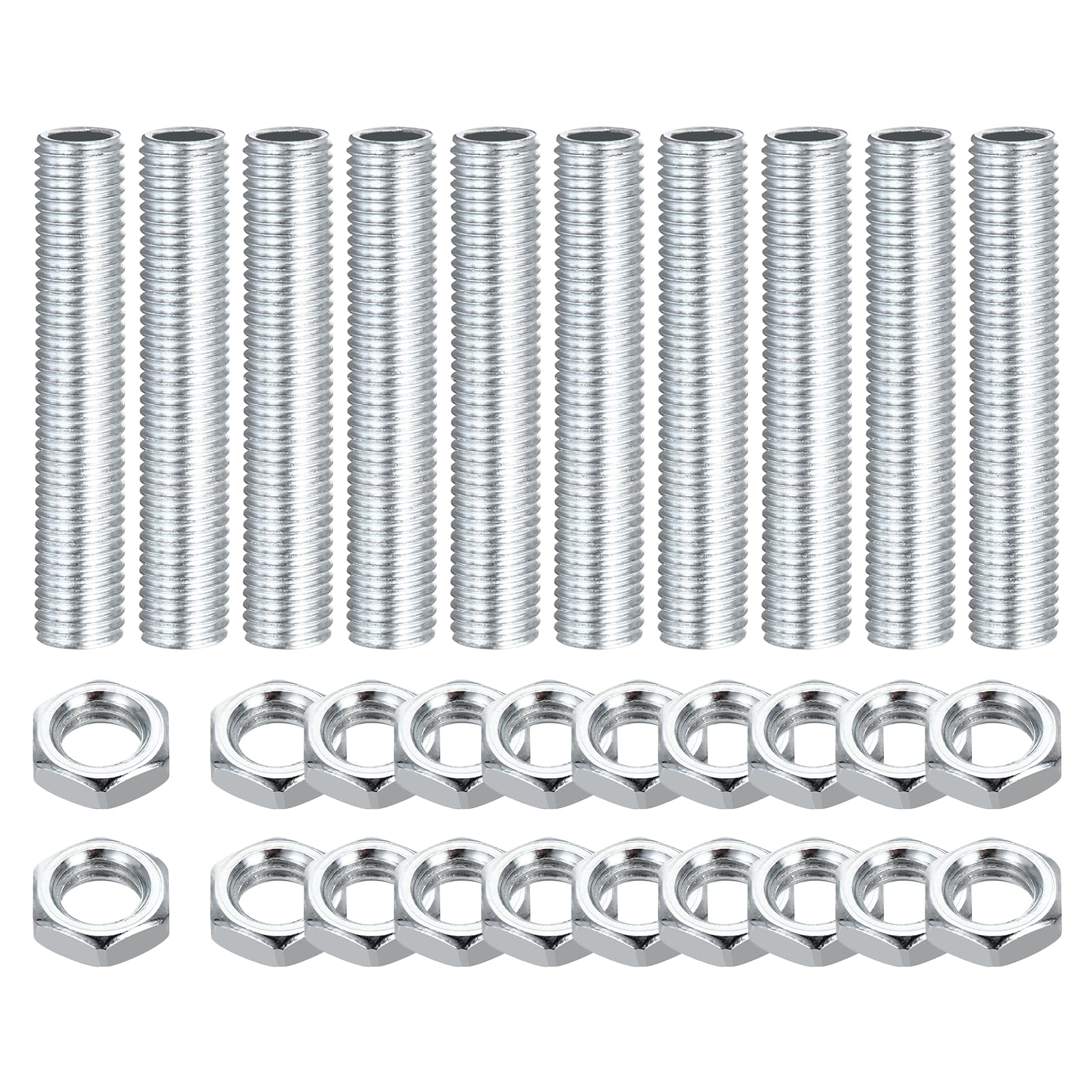 sourcing map Lamp Pipe Nipples Kit with Lock Nuts M8x1 10Pcs 45mm โ image 1