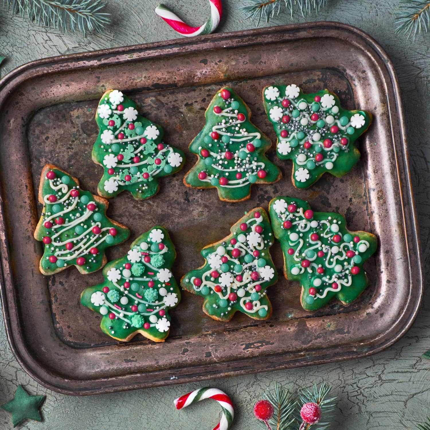 Cortadores de galletas de Navidad, hombres de jengibre, muñeco de nieve, árbol de Navidad, copo de nieve, bastón de caramelo