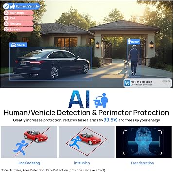 VIKYLIN 4K 8MP PoE IP Camera Outdoor, 4K Security Turret Camera with Human Vehicle Detection, 2.8mm Lens, Starlight 98ft EXIR2.0 Night Vision,2-Way Talk, MicroSD 256GB, IP67, Blue Iris, NDAA Compliant