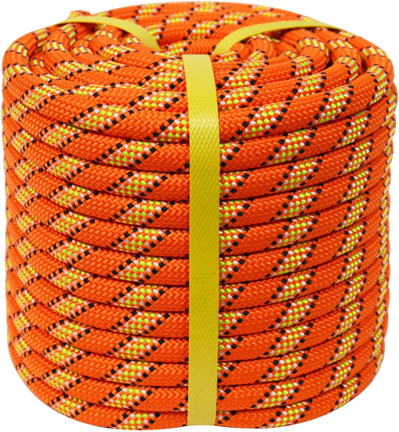 Double Braided Polyester Rope (1/2 in x 100 ft) Strong Arborist Rigging Rope 48 Strands for Tree Work Climbing Pulling Swing Sailing, Orange