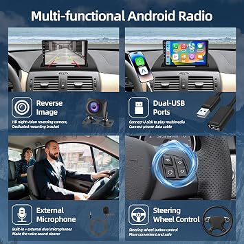 4+64G Car Radio for BMW X3 E83 2004 2005-2012 - Wireless Carplay & Android Auto - 9 Inch Touchscreen Radio with 32 EQ DSP, WiFi, GPS, Split Screen + AHD Rear View Camera