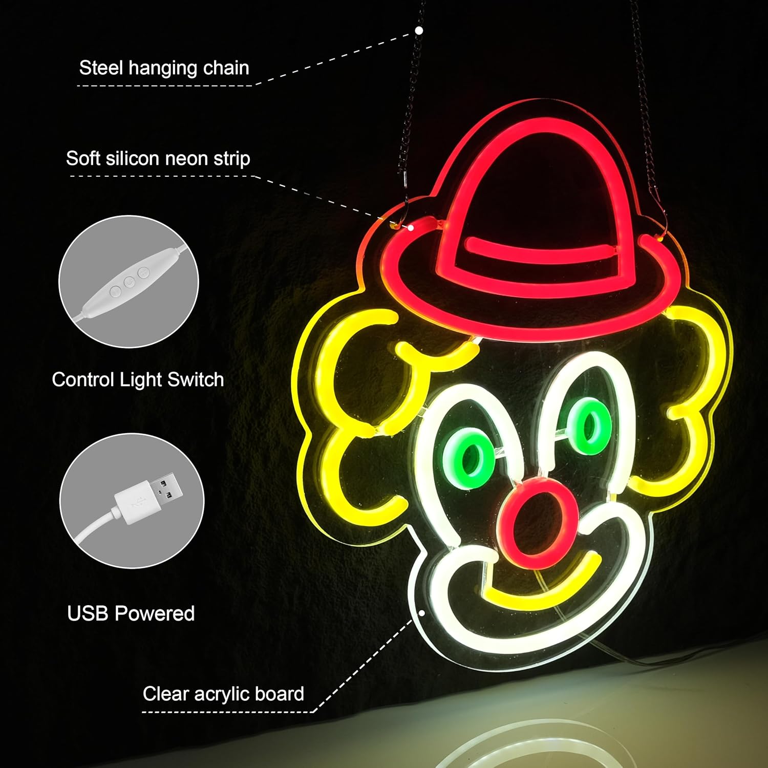Clown Neon Sign Art Wall Lights for Beer Bar Club Bedroom Hotel Pub Cafe Wedding Birthday Party Gifts - Image 2