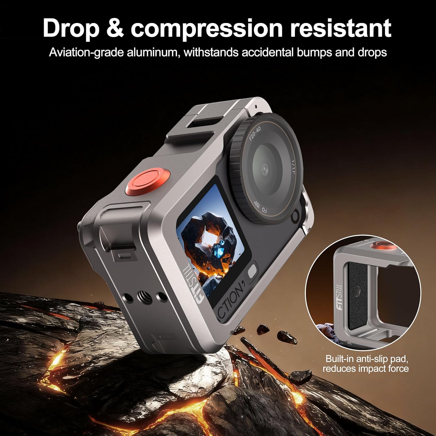 FitStill Metal Protective Case for DJI Osmo Action 6, Multifunction Utility Frame Cage, Quick-Release Metal Cage Protective Frame Housing Sleeve with 1/4" Screw and Cold Shoe, Action 6 Accessories