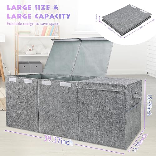 Miniatura 7 de Organizador de almacenamiento de juguetes extra grande con tapa, caja de juguetes grande plegable con diseño de caja de almacenamiento para