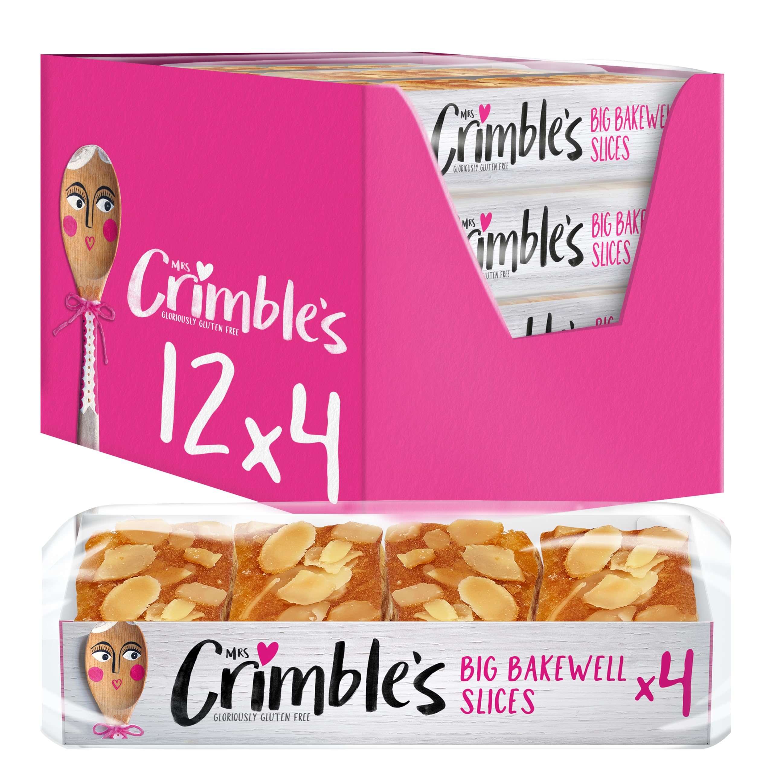 Mrs Crimble’s 12 Bakewell Slices, Gluten Free, Premium Quality Cake Bars, Ready to Eat, Certified Free From Gluten, Wheat Free & Vegetarian Friendly (Pack of 3, Total 12 Slices)