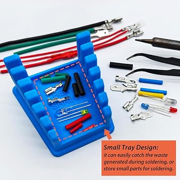 2Pcs Upgraded Silicone Soldering Stand, Helping Hands Soldering Station, Soldering Wire Holder with 6 Slots - Third Hand Soldering Iron Stand for 32AWG to 12AWG Wires(Only Stand), Blue