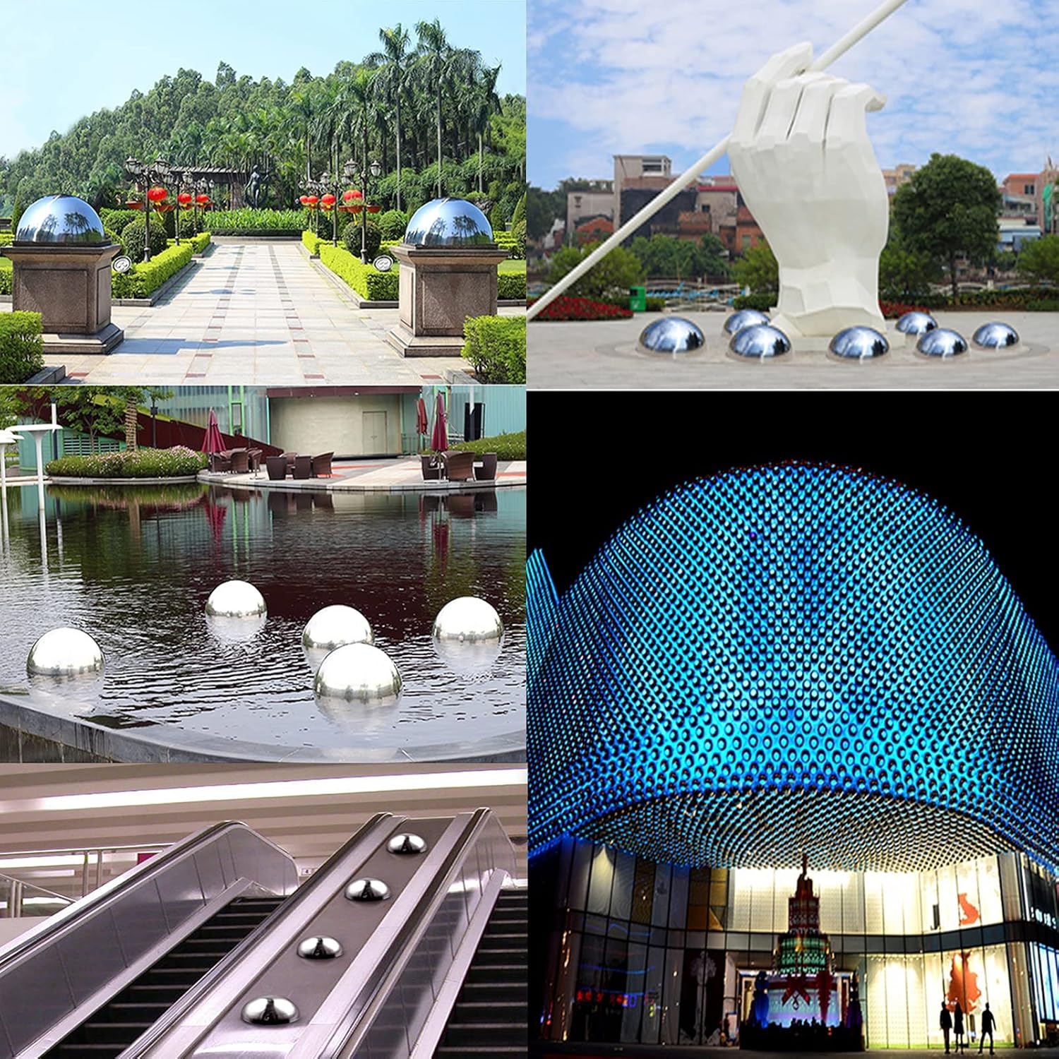 XINGLL Stainless Steel Gazing Ball, Mirror Polished Shiny Hollow Sphere, Home Garden Outdoor Yard Lawn Ornament Hemisphere, Floating Pond Balls Gazing Globe, 10 Pcs