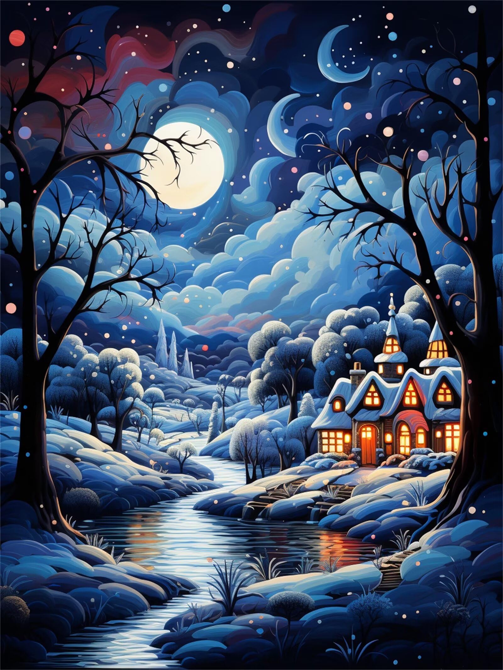 Broderie Point de Croix Diamond Painting Cadeau Noël - Kit Complet Tableau Géant E8