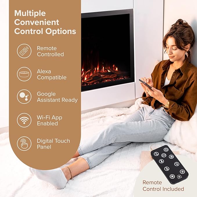 Chimenea Eléctrica Empotrable Modern Ember 44 Pulgadas 1500W miniatura 4