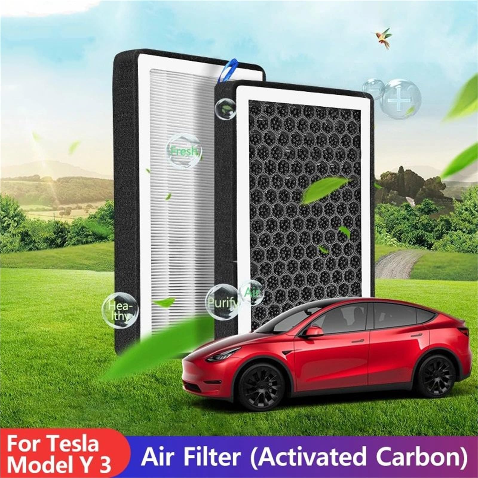 Filtro Abitacolo ai Carboni Attivi Filtro aria abitacolo 2/4 pezzi adatto per modello Y modello 3 filtro aria HEPA materiale carbone attivo accessori auto(4PCS)
