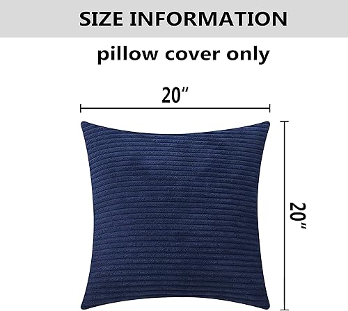 Vista 362 de Home Brilliant - Juego de 2 fundas de almohada de 24 x 24 pulgadas / 61 x 61 cm., de terciopelo de pana a rayas, cojín cuadrado decorativo, funda