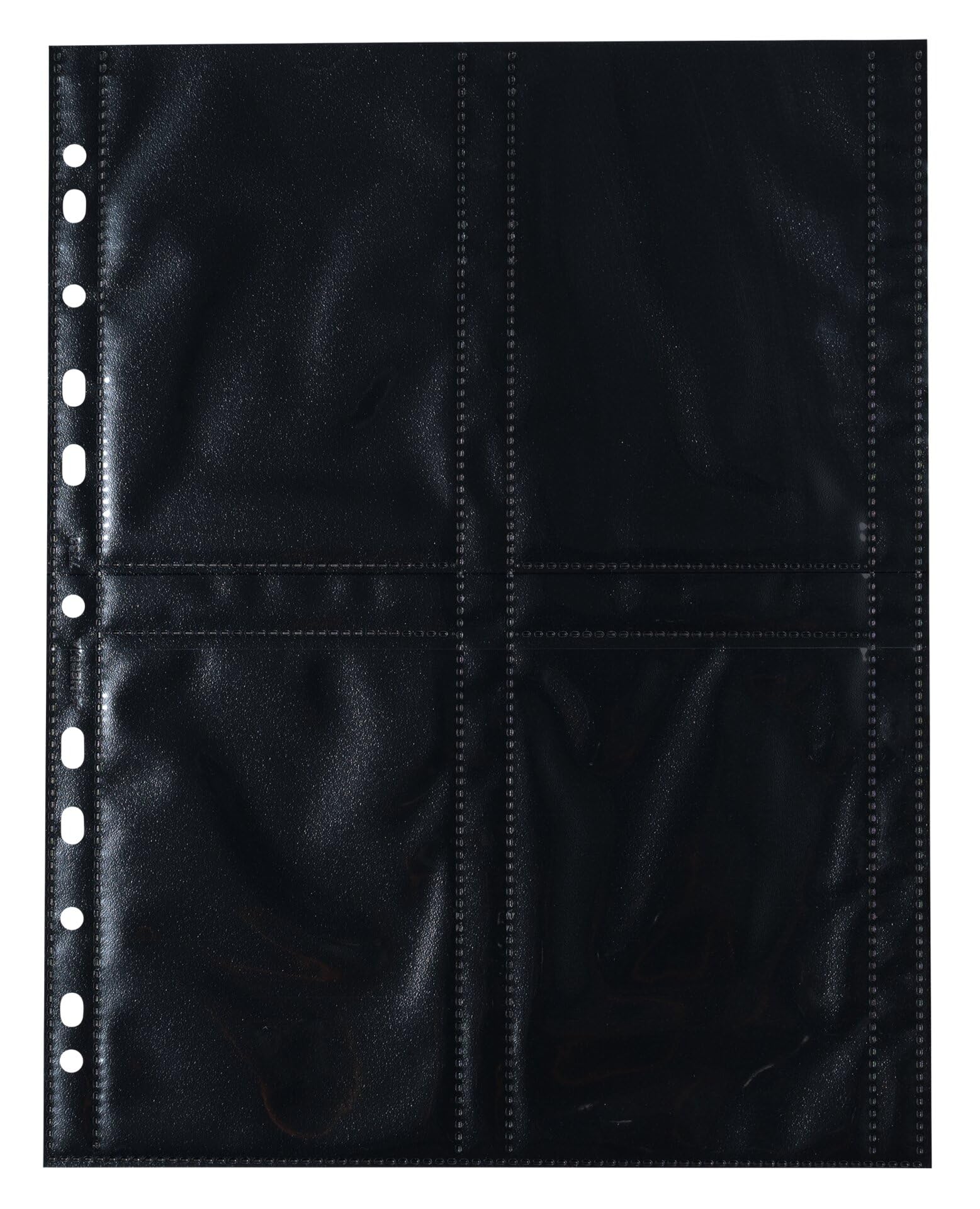 HERMA 7709 Fotohüllen für Ordner, 250 Stück, 9x13 cm, 4 Fächer geteilt, beidseitig bestückbare Fotophan Fotosichthüllen Sammelhüllen Postkartenhüllen Prospekthüllen mit Eurolochung, schwarz