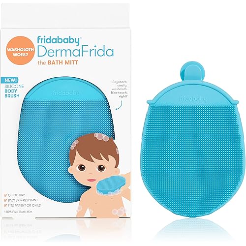 Frida Baby DermaFrida the Bath Mitt | Toddler Quick-Dry Body Bath Brush, Silicone, Replacement to Kid's Washcloth | Fits Both Parent or Child for Early Stage Development
