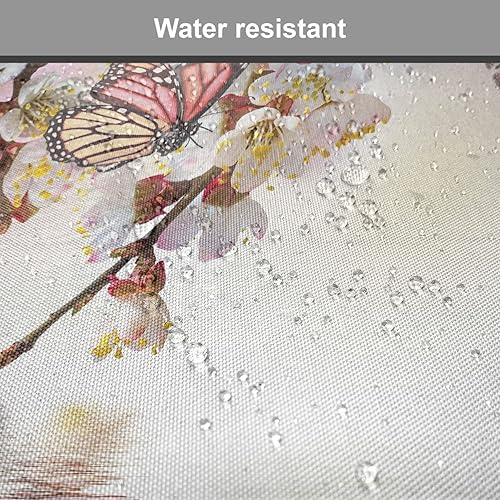 Miniatura 6 de Lunarable Juego de 6 cojines japoneses para silla, diseño floral natural, estilo japonés, jardín con mariposa Sakura en flor de cerezo, acolchado de