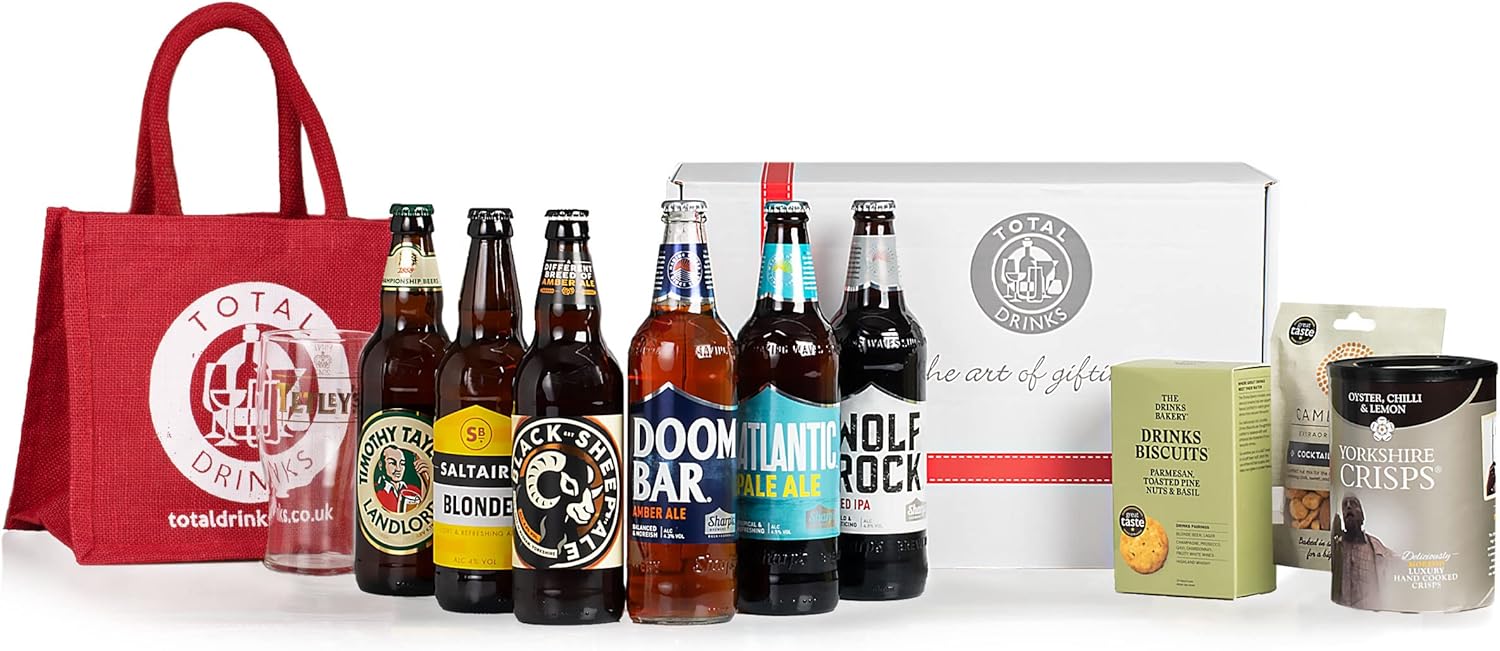 The Real Ale Gift Set with complimentary Snacks Timothy Taylor Wolf Rock Red Doombar