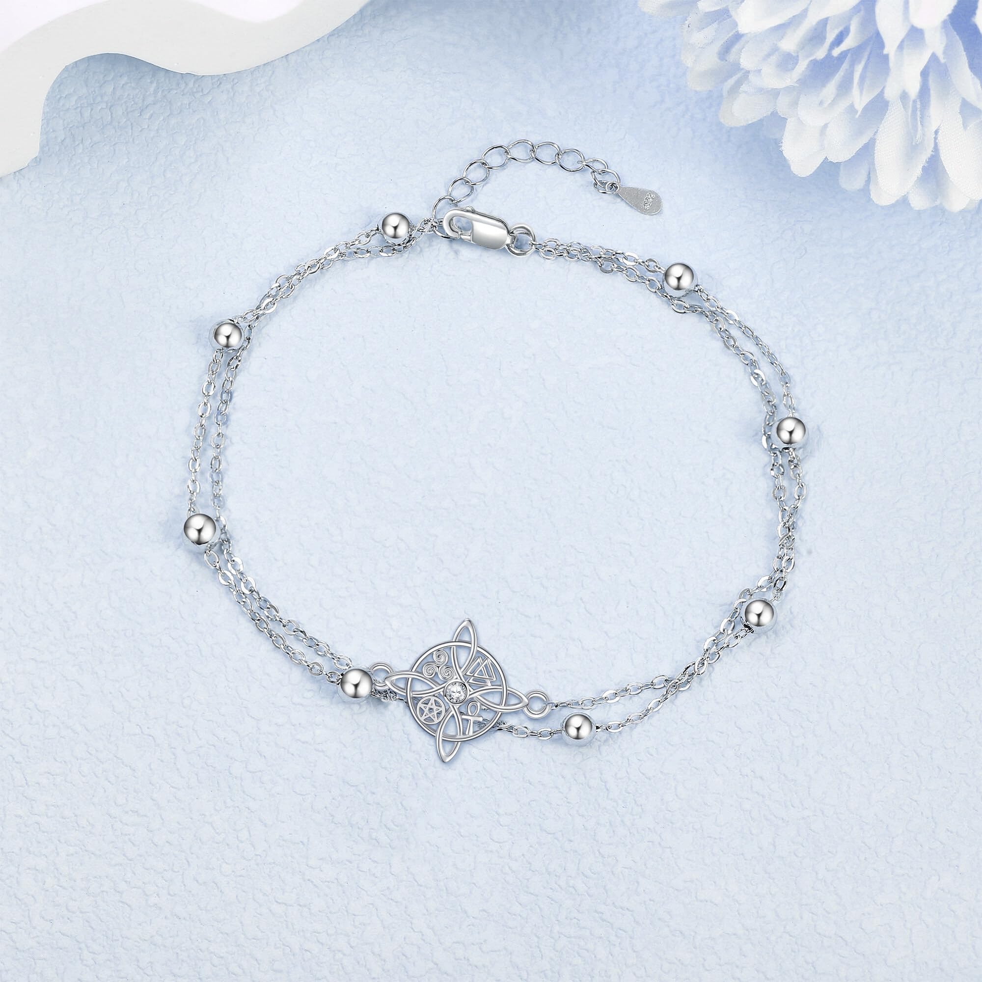 Elefante Tobillera Plata 925 Capas Tobillera Cangrejo/Evil Eye Elefante Joyería para Mujer