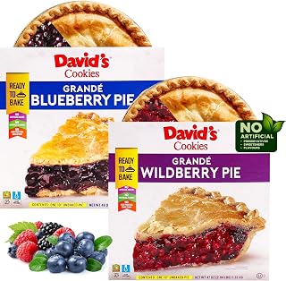 David’s Cookies Grandé Blueberry & Wildberry Pie Combo – 10” Ready-to-Bake Dessert Pies with Sweet Blueberries & Tart Mixed Berries – Dessert Gift for Easter, Mother’s Day, Father’s Day & Birthdays