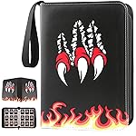 GOROMA Card Binder 9-Pockets, 900 Pockets Card Holder with 50 Removable Sleeves, Trading Card Collector Zipper Album Holder - Black Red