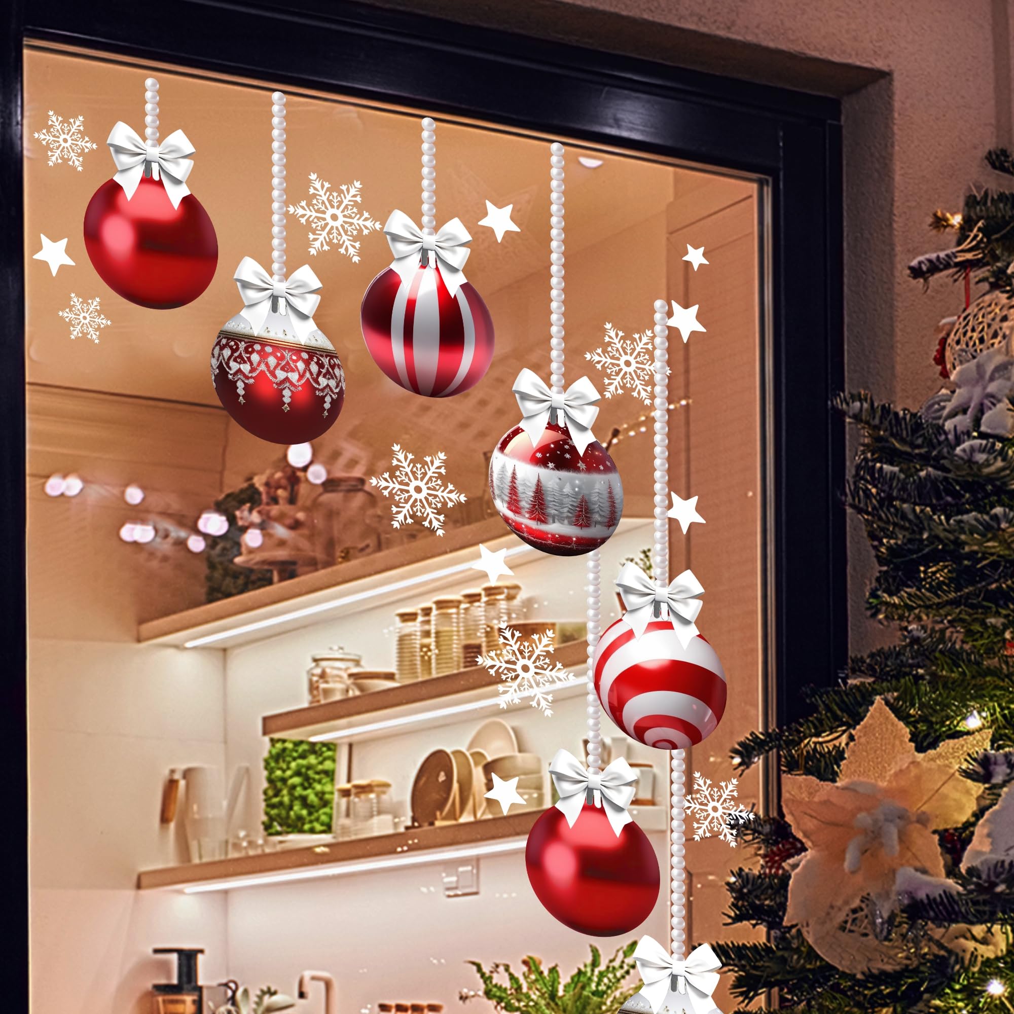 Calcomanías de copos de nieve de Navidad para vidrio, grandes diseños de Navidad, decoración del hogar, decoración festiva, ventana, puerta, escaparate para oficina, negocios, decoración de ventana
