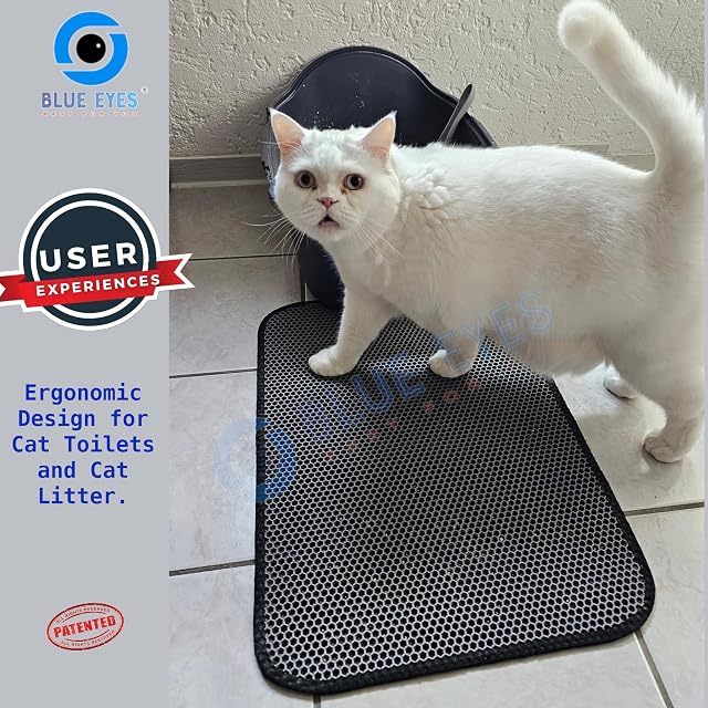 Foto 8 de 8 de Blue Eyes Alfombrilla para arena para gatos, 60 x 40 cm, impermeable, doble capa, color rojo