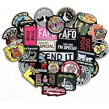 30Pieces Random Funny Patches, Hook and Loop Humorous Funny Embroidered Meme Morale Patch, DIY Applique Accessories for Backpacks, Dog Harnesses, Army Vests, Hats, Helmets