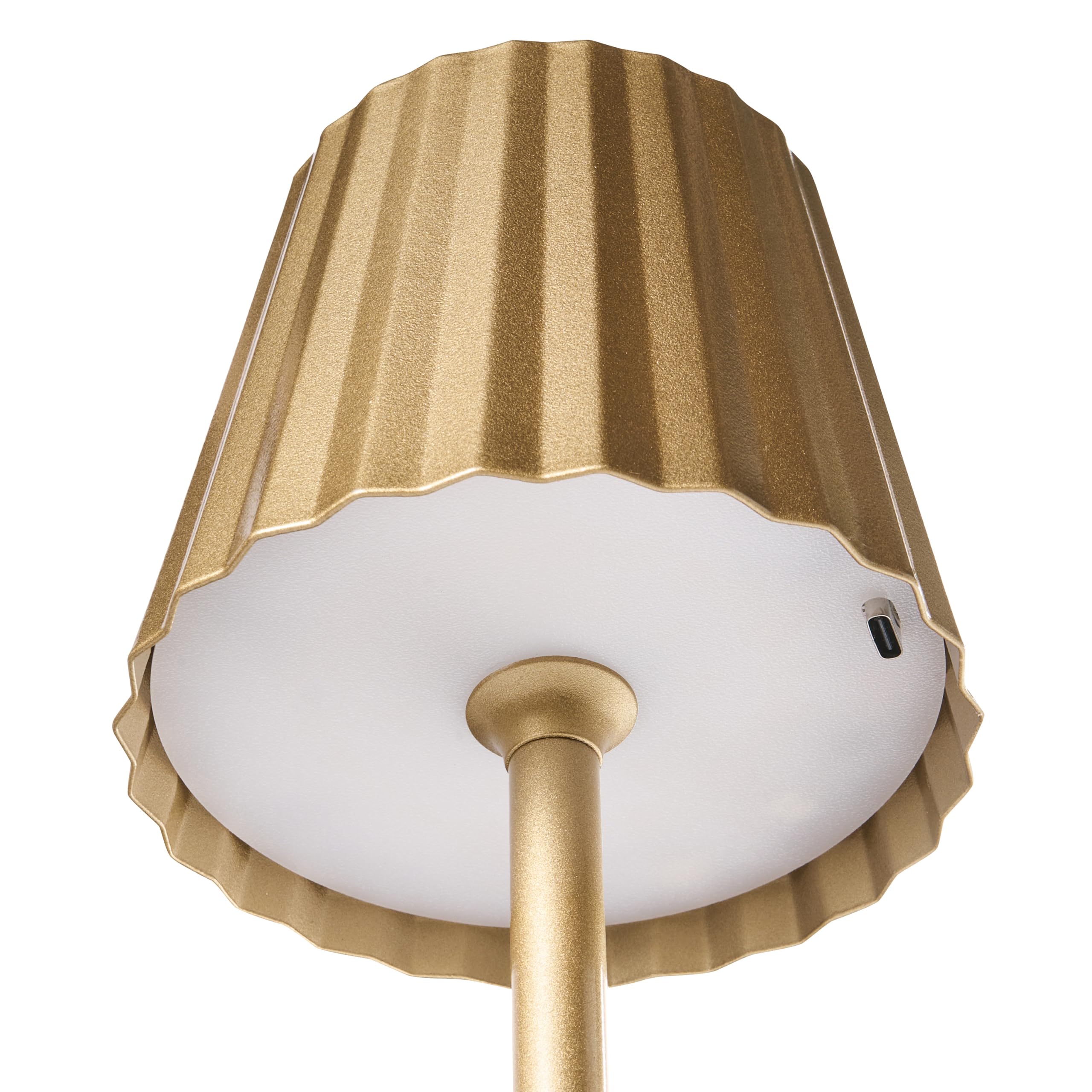 Beliani LED Tischlampe kabellos mit USB-C aufladbar Metall gold 38 cm hoch modern Outdoor & Indoor Abaro